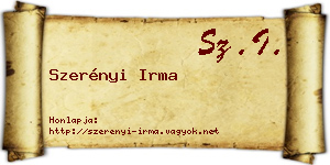 Szerényi Irma névjegykártya